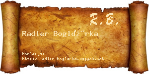 Radler Boglárka névjegykártya